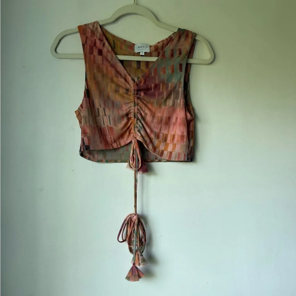 Misa Froma Crop Tank + Bruna Maxi Skirt Mesh Disco Matrix Coord Matching Set S